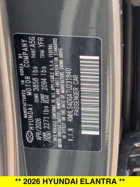 2026 Hyundai Elantra SEL Sport Premium
