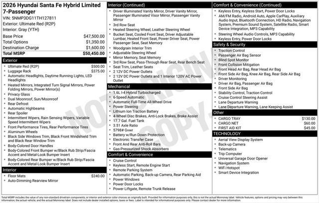 2026 Hyundai Santa Fe Hybrid Limited 7 Passenger