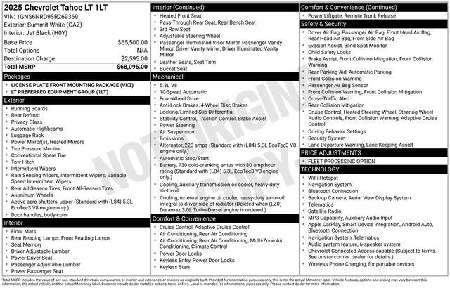 2025 Chevrolet Tahoe 4WD LT