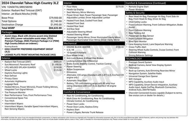 2024 Chevrolet Tahoe 4WD High Country