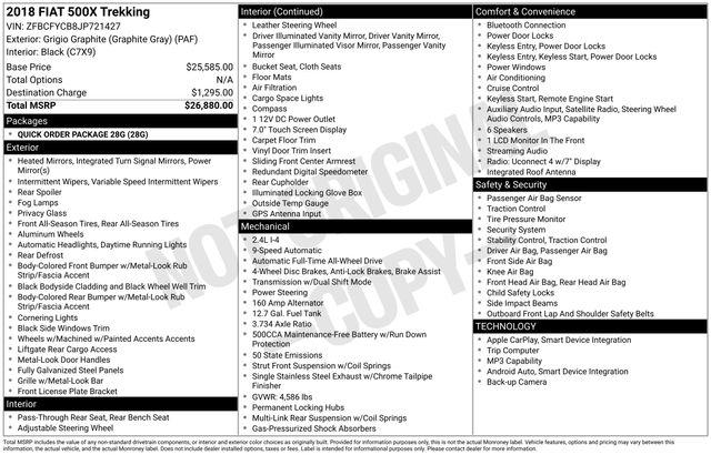 2018 Fiat 500X Trekking AWD