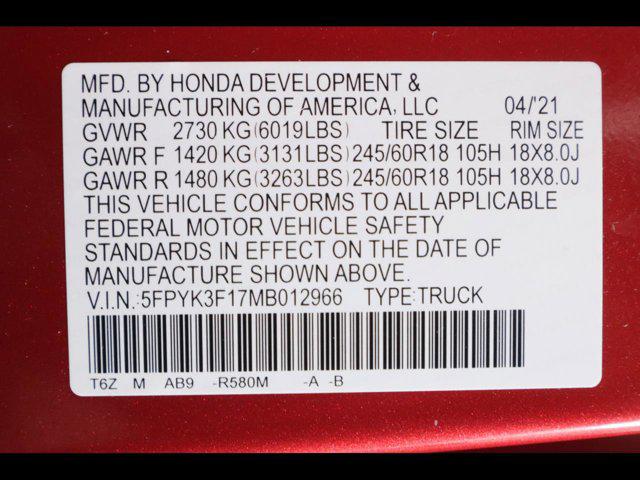 2021 Honda Ridgeline AWD Sport