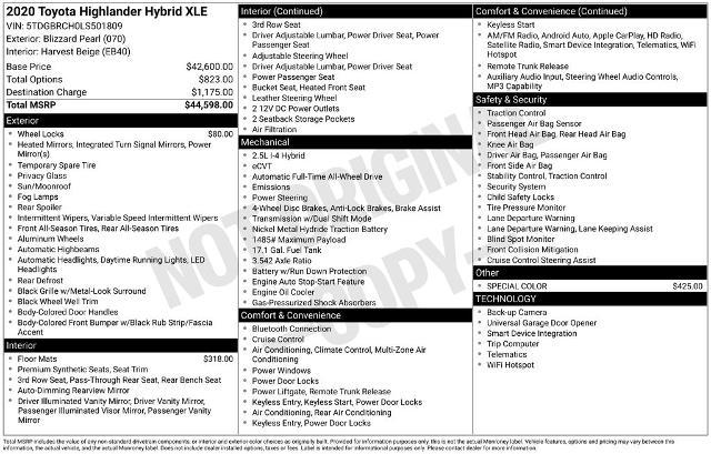 2020 Toyota Highlander Hybrid XLE