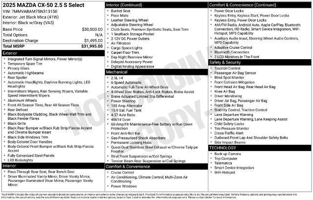 2025 Mazda CX-50 2.5 S Select Package