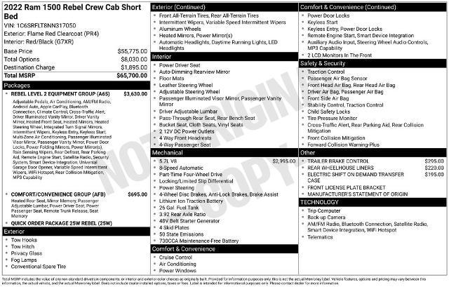 2022 Ram 1500 Rebel Crew Cab 4x4 5'7" Box