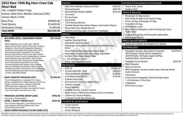 2022 Ram 1500 Big Horn Crew Cab 4x4 5'7" Box