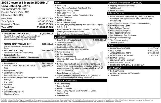 2025 Chevrolet Silverado 2500HD Crew Cab, Long Bed, LT, 4WD