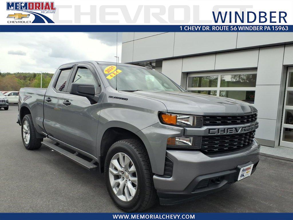 Gray (Satin Steel Metallic) 2021 Chevrolet Silverado 1500 Custom Double Cab 4WD Pickup Truck Four-Wheel Drive Automatic