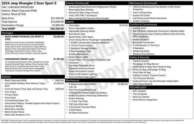 2024 Jeep Wrangler 2-Door Sport S 4x4