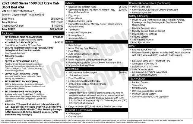 2021 GMC Sierra 1500 4WD Crew Cab Short Box SLT