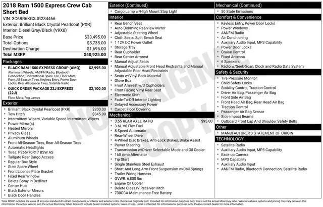 2018 Ram 1500 Express Crew Cab 4x2 5'7" Box
