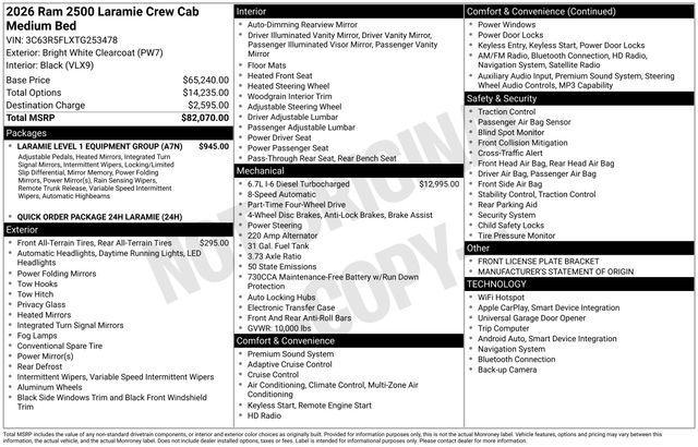 2026 Ram 2500 Laramie Crew Cab 4x4 64 Box