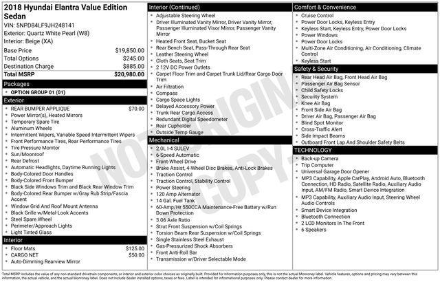 2018 Hyundai Elantra Value Edition