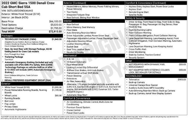 2022 GMC Sierra 1500 4WD Crew Cab Short Box Denali