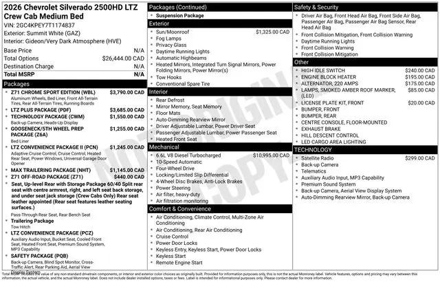 2026 Chevrolet Silverado 2500HD Crew Cab, Standard Bed, LTZ, 4WD