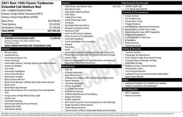 2021 Ram 1500 Tradesman Quad Cab 4x2 6'4" Box