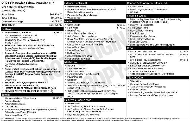 2021 Chevrolet Tahoe 4WD Premier