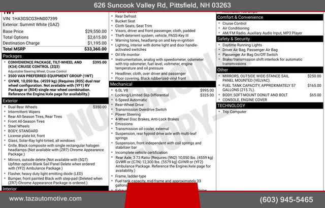 2017 Chevrolet Express Cutaway Work Van