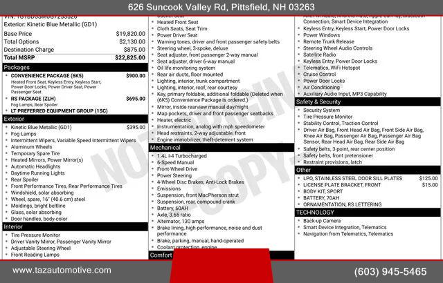 2016 Chevrolet Cruze LT Manual