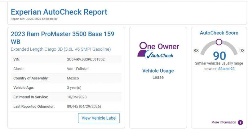 2023 Ram ProMaster Cargo Van High Roof 159" WB EXT
