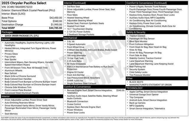 2025 Chrysler Pacifica Select for sale in D'Iberville, MS