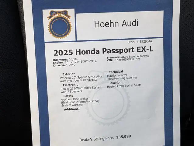 2025 Honda Passport AWD EX-L