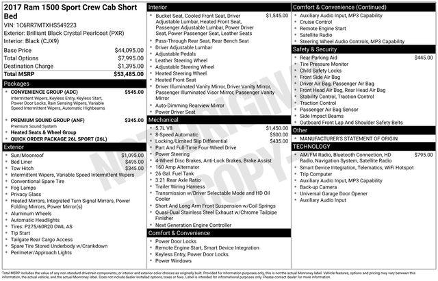 2017 Ram 1500 Sport Crew Cab 4x4 5'7" Box