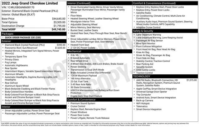 2022 Jeep Grand Cherokee Limited 4x2