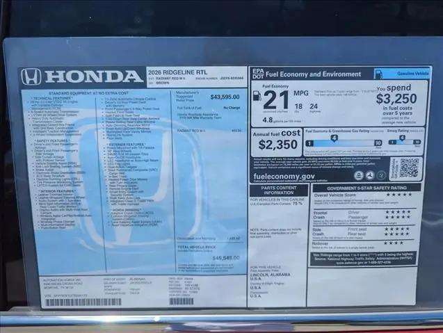 2026 Honda Ridgeline RTL