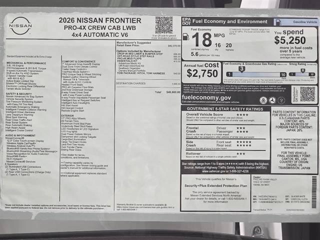 2026 Nissan Frontier Crew Cab Long Bed PRO-4X 4x4