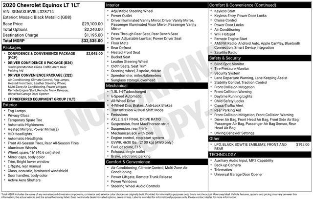 2020 Chevrolet Equinox AWD LT 1.5L Turbo