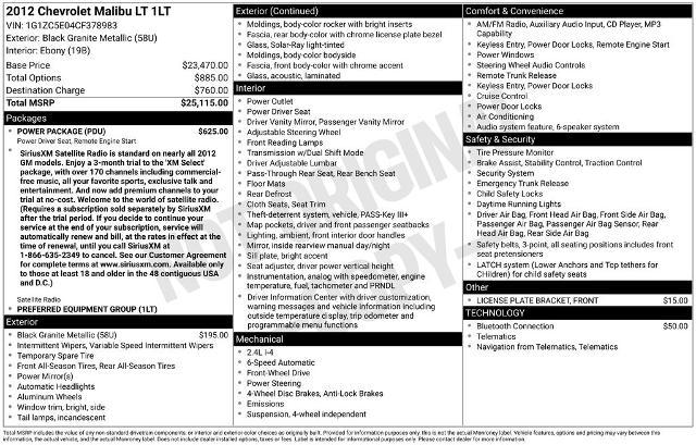 2012 Chevrolet Malibu 1LT