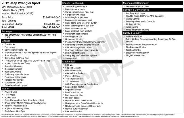 2012 Jeep Wrangler Sport