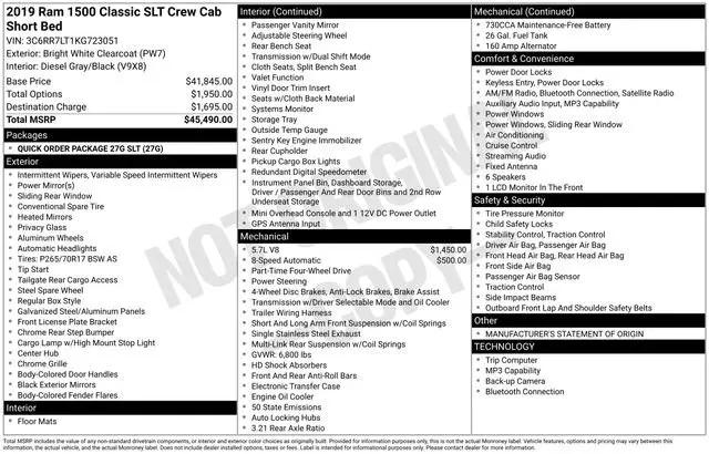 2019 Ram 1500 Classic SLT Crew Cab 4x4 5'7" Box