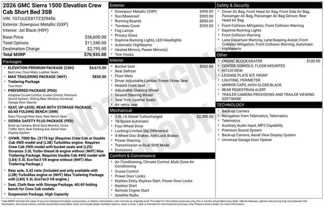 2026 GMC Sierra 1500 Crew Cab, Short Bed, Elevation, 4WD