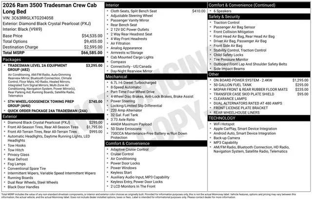 2026 Ram 3500 Tradesman Crew Cab 4x4 8' Box