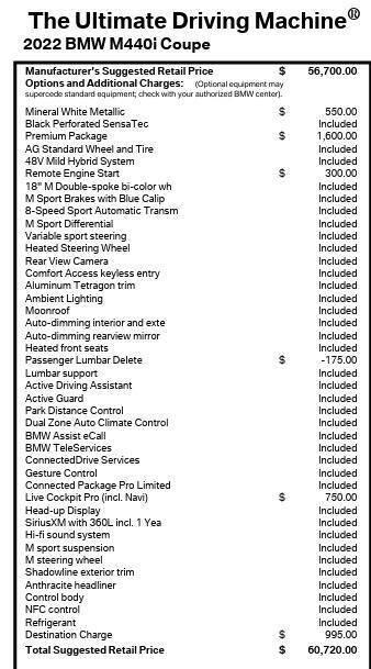 2022 BMW M4 M440i 2dr Coupe