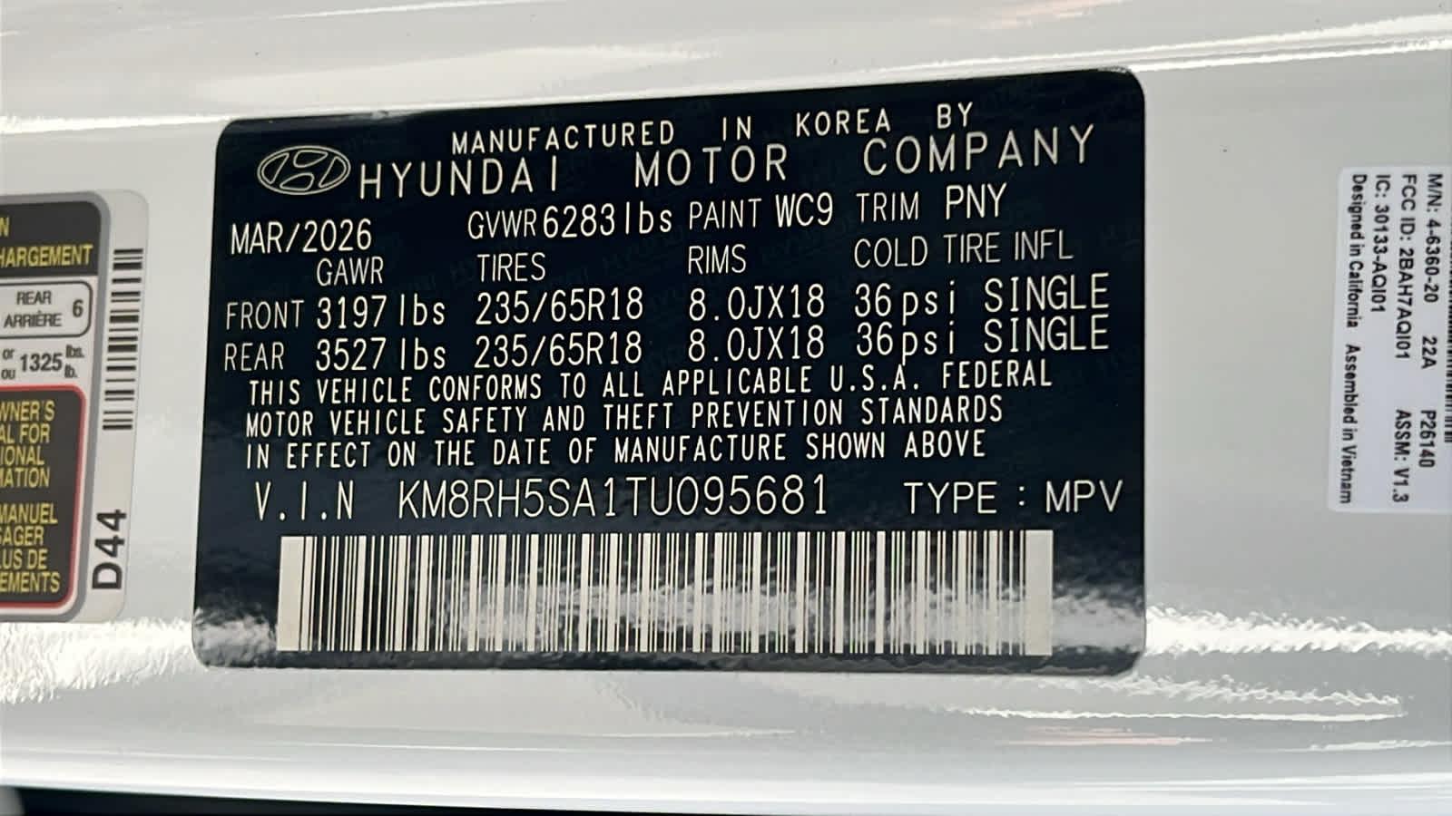 New 2026 Creamy White Pearl Hyundai Blue SEL Premium 8P image 62
