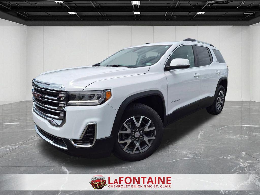 Summit White 2023 GMC Acadia SLE FWD SUV / Crossover Front-Wheel Drive 9-Speed Automatic