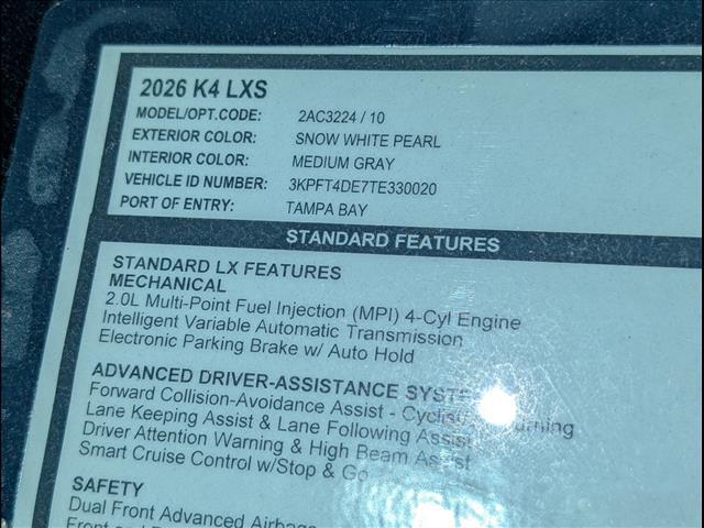 2026 Kia K4 LXS