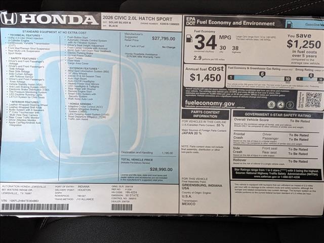 2026 Honda Civic Sport