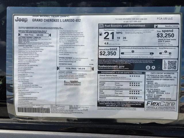 2026 Jeep Grand Cherokee L GRAND CHEROKEE L LAREDO 4X2 2026 Jeep Grand Cherokee L GRAND CHEROKEE L LAREDO 4X2
