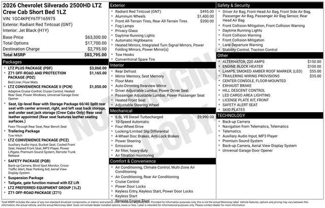 2026 Chevrolet Silverado 2500HD Crew Cab, Standard Bed, LTZ, 4WD