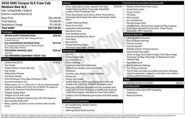 2020 GMC Canyon 4WD Crew Cab Short Box SLE