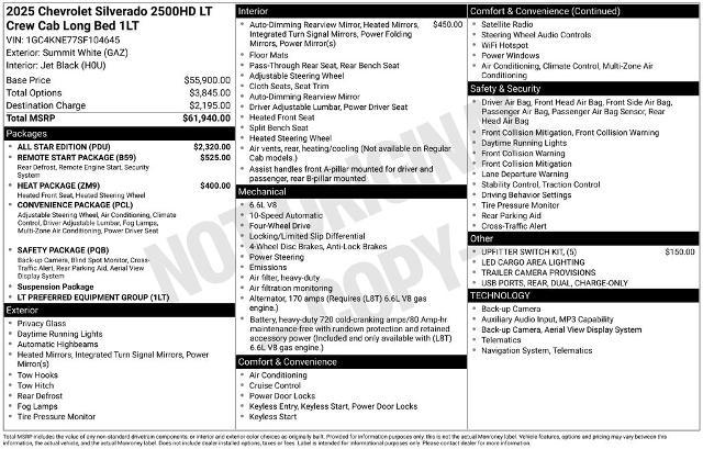 2025 Chevrolet Silverado 2500HD 4WD Crew Cab Long Bed LT