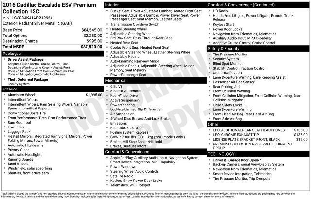 2016 Cadillac Escalade ESV Premium Collection