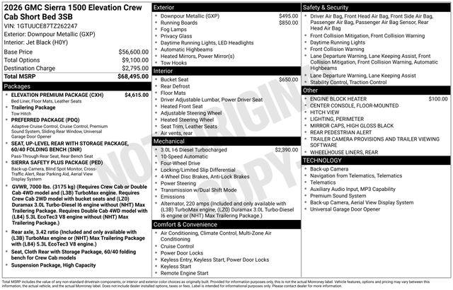 2026 GMC Sierra 1500 Crew Cab, Short Bed, Elevation, 4WD