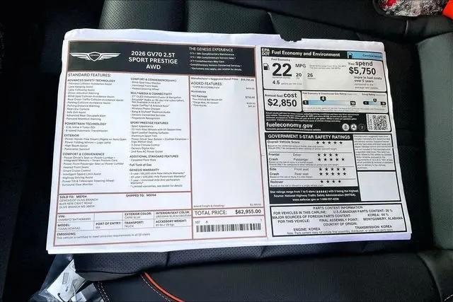 2026 Genesis GV70 2.5T Sport Prestige