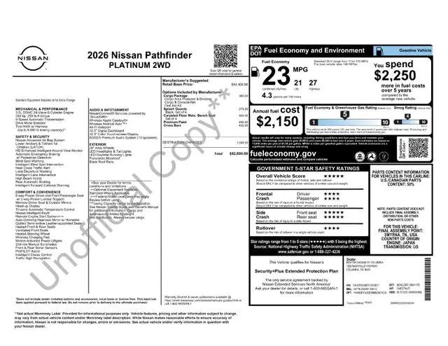 2026 Nissan Pathfinder Platinum