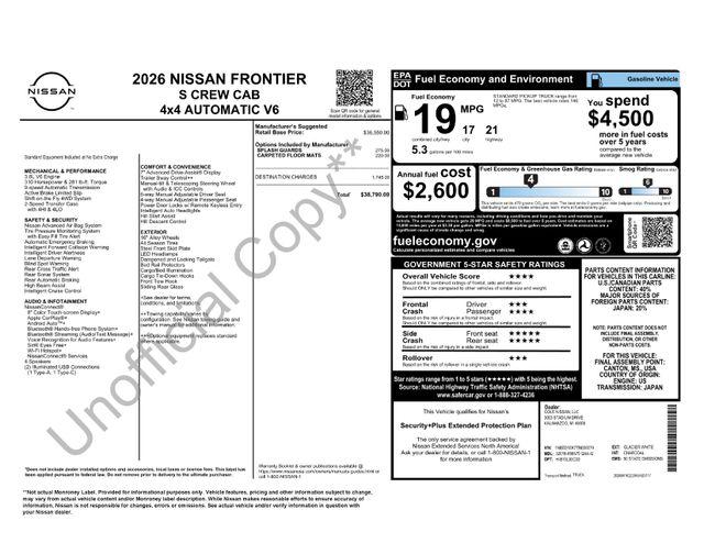 2026 Nissan Frontier Crew Cab S 4x4